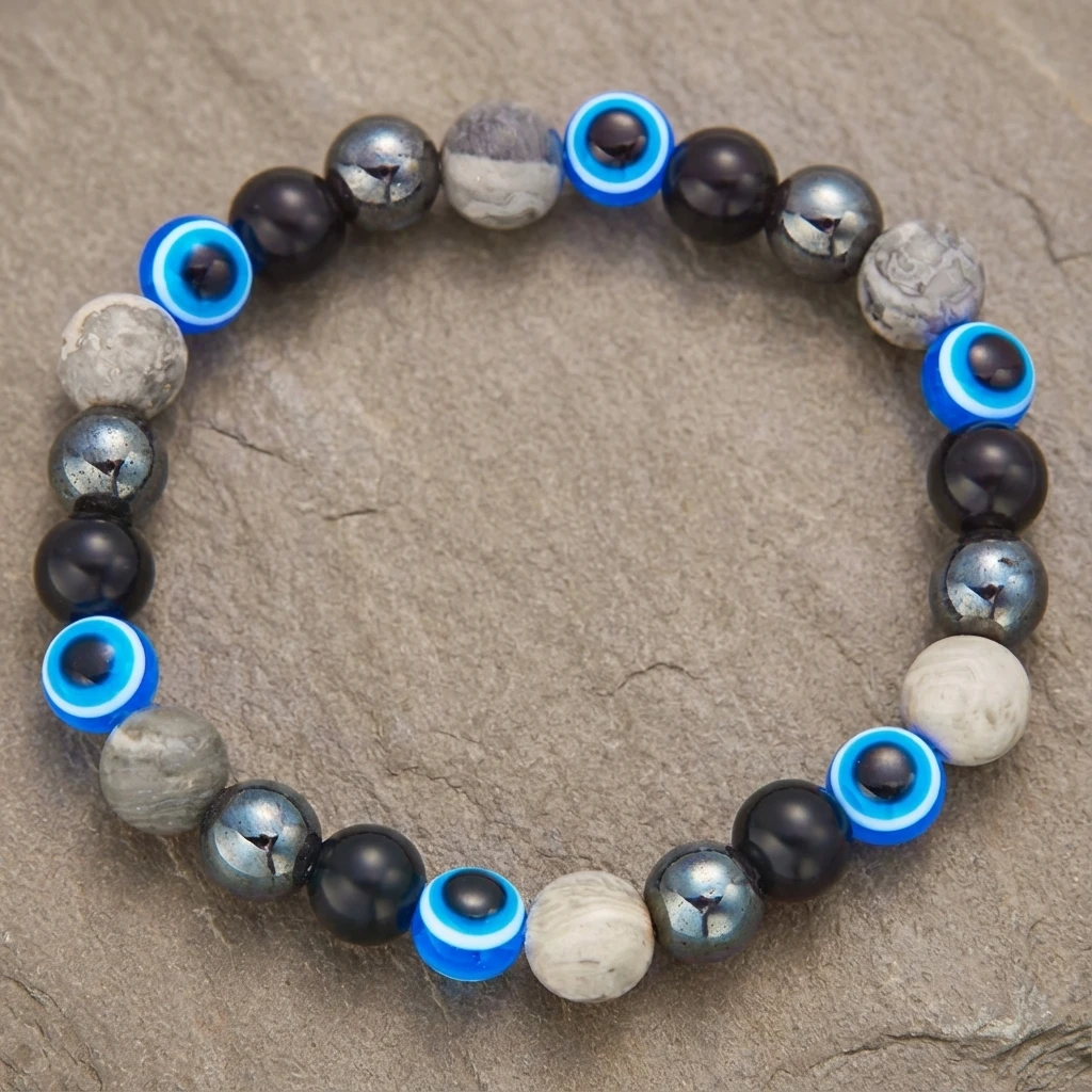 Geld Glück Charm Amulett Armband für Männer Frauen Naturstein Evil Eye Perlen Armreif Reichtum Schutz Trendy Schmuck Geschenk – Detail 5