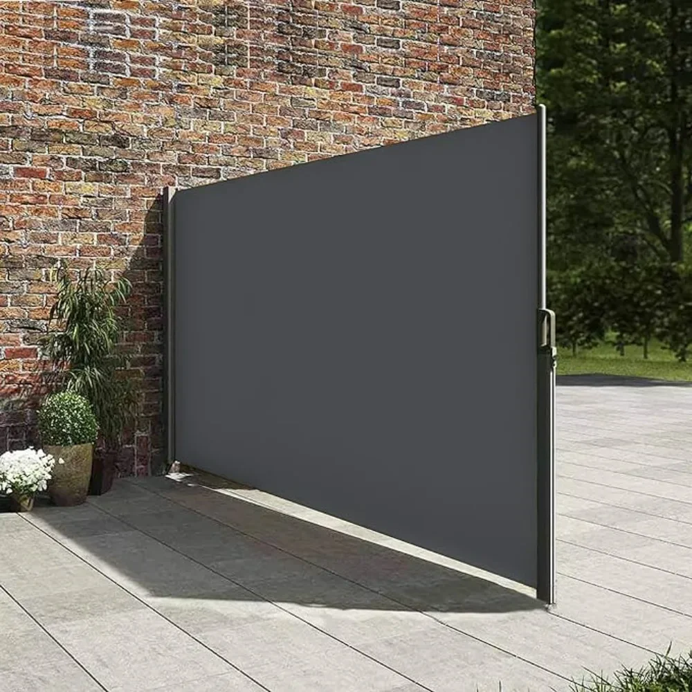 138" X 71" Retractable Side Awning,Waterproof & UV-Resistant, Folding Privacy Screen Room Divider Roll Up Balcony（Grey）