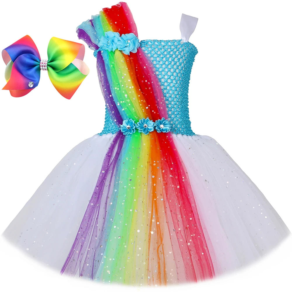 

Circus Sparkly Clown Inspired Girls Tutu Dress Kids Carnival Rainbow Dress Up Birthday Party Costume Handmade Tulle Fancy Dress