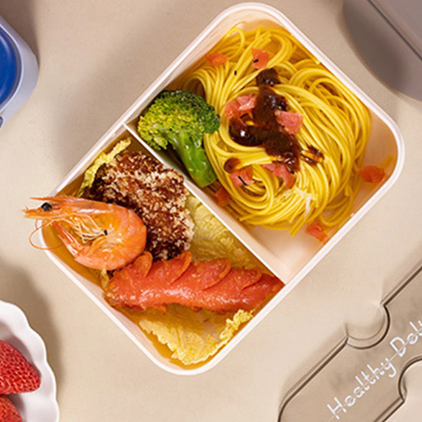 Student Lunch Box With Fork Plastic Snap On Lunch Box For School Company Picnic Use Microwave Heatable Bento Box Kitchenwares - 2