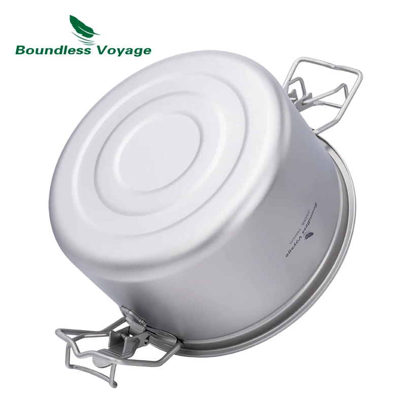 Boundless Voyage Multifunctional Cooker 2L Titanium Pot Pressure-Cooker for Rice Meat Ultralight Outdoor Cookware for 1-4 Person