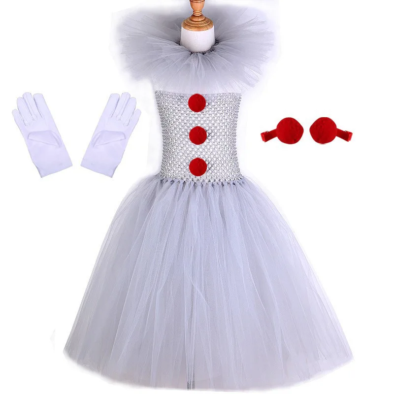 Palhaço Cinzento Assustador Feminino Cosplay Fantasia, Roupa de Halloween,  Presente Extravagante, Vestido de Festa Carnaval, Tule Infantil, Filme, Ano  Novo - AliExpress