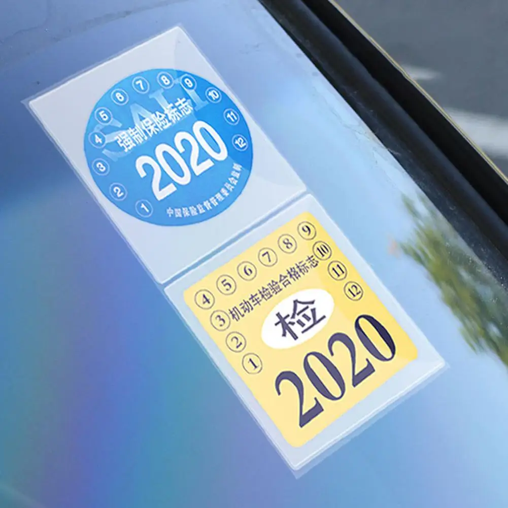 Car Styling Insurance Stickers Tear-free Bag Annual Inspection Sign Electrostatic Pouch Windshield Accessories