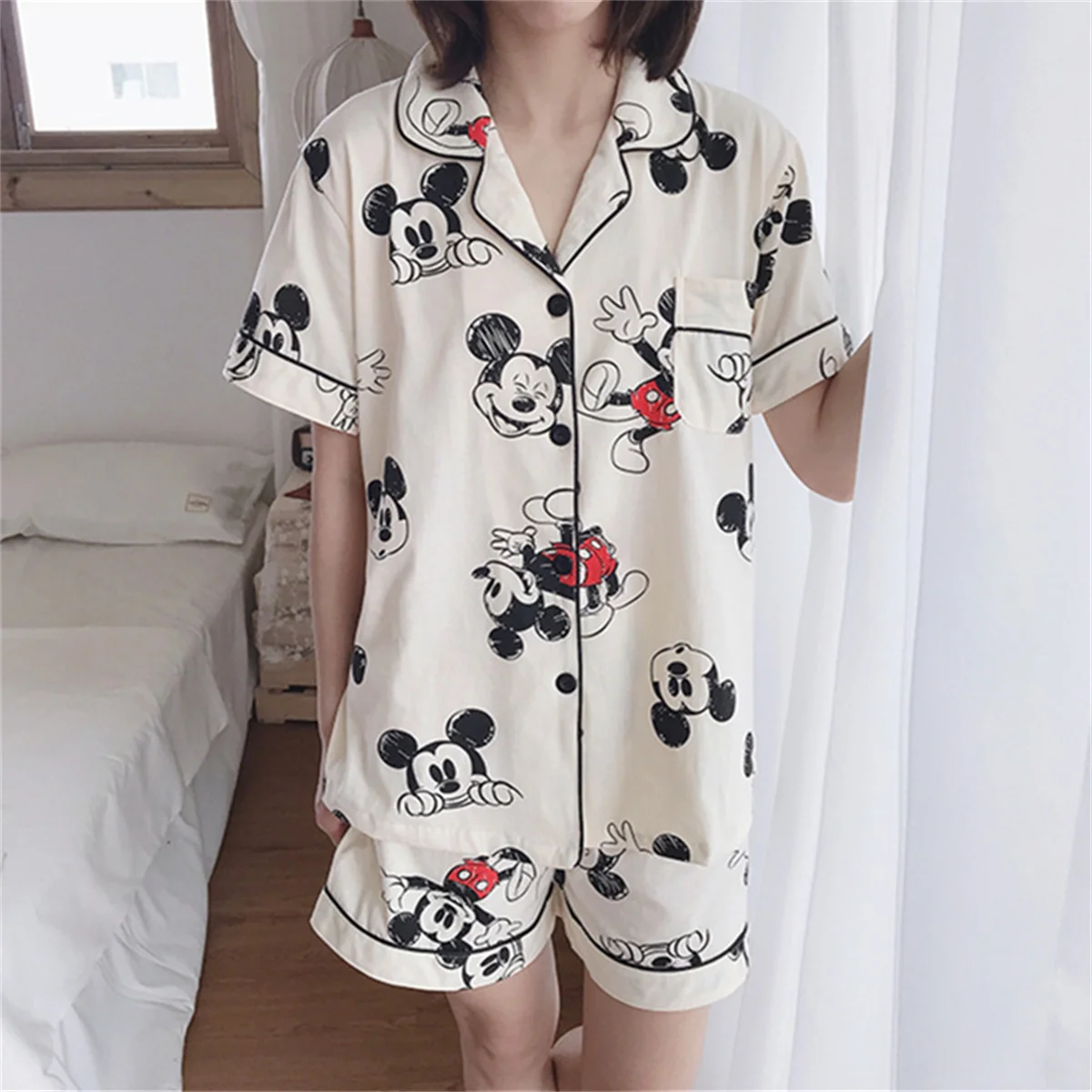 Summer Home Clothes Set 2Pcs Summer Ladies Short-Sleeved Home Wear Set Cute Casual Cartoon Print Pregnant Women Home Wear Set