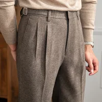 2022 High Quality Trouser Pant For Man Office Trouser Men Business Casual Pant British Social Club Outfits Pantalones Hombre 1