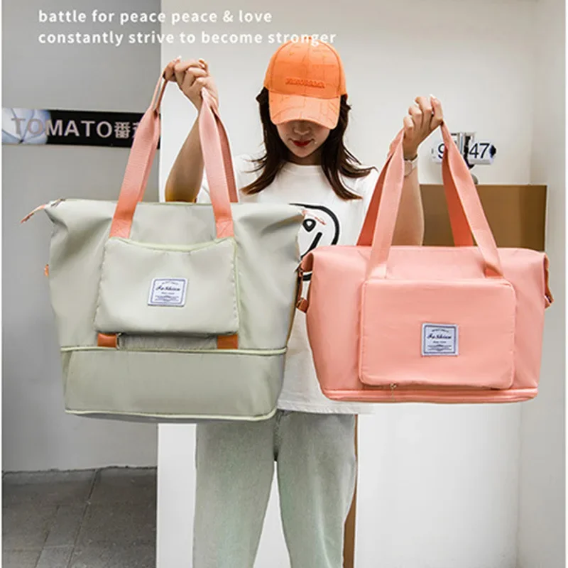 

Medium Size Luggage Dry Wet Separation Foldable Female Portable Large Capacity Sports Fitness Storage Travel Duffel Fitness Bag