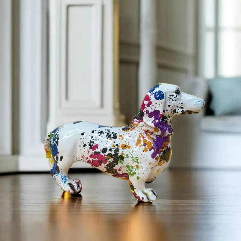 Frefgikty Statua Da Giardino Decorazione Cane Resina Decorazione Bassotto E Bulldog Scultura Ornamenti Per La Casa 17x12x11CM - Foto 12