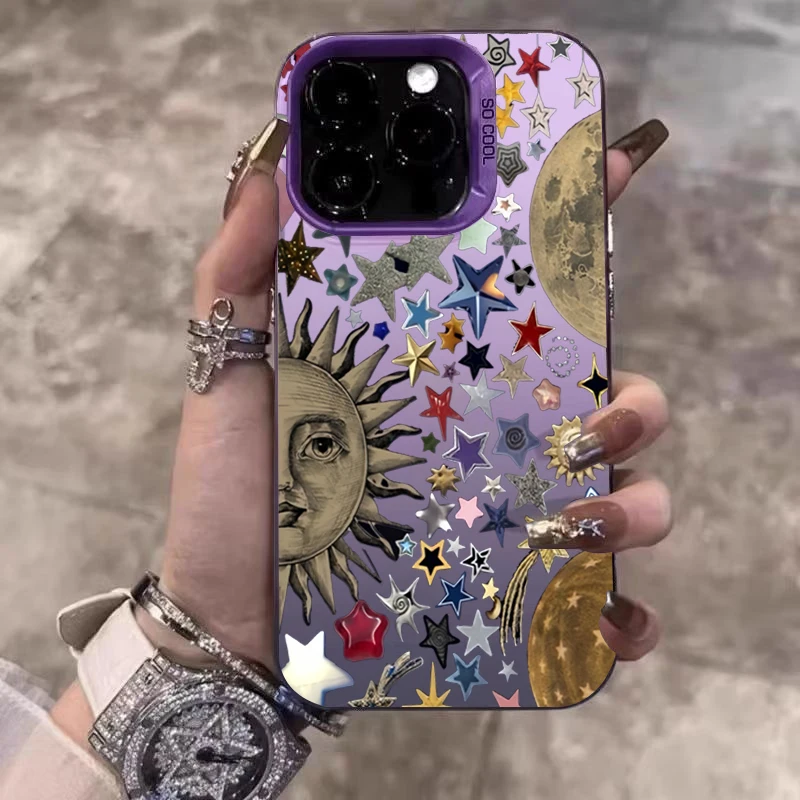 Fashion Colorful Star Moon Matte Phone Case