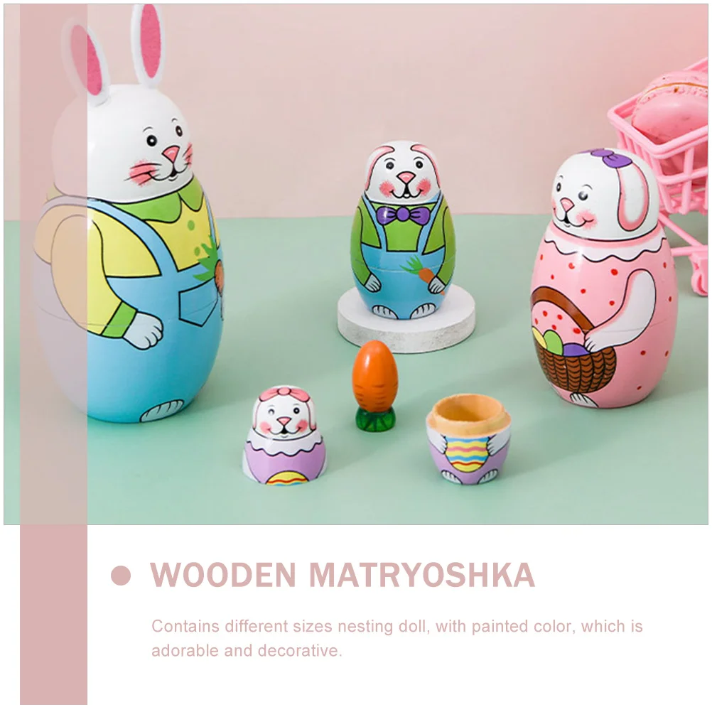 Nesting Dolls Cartoon Bunny Nesting Child The Gift Russian Matryoshka Wood Decor Crafts