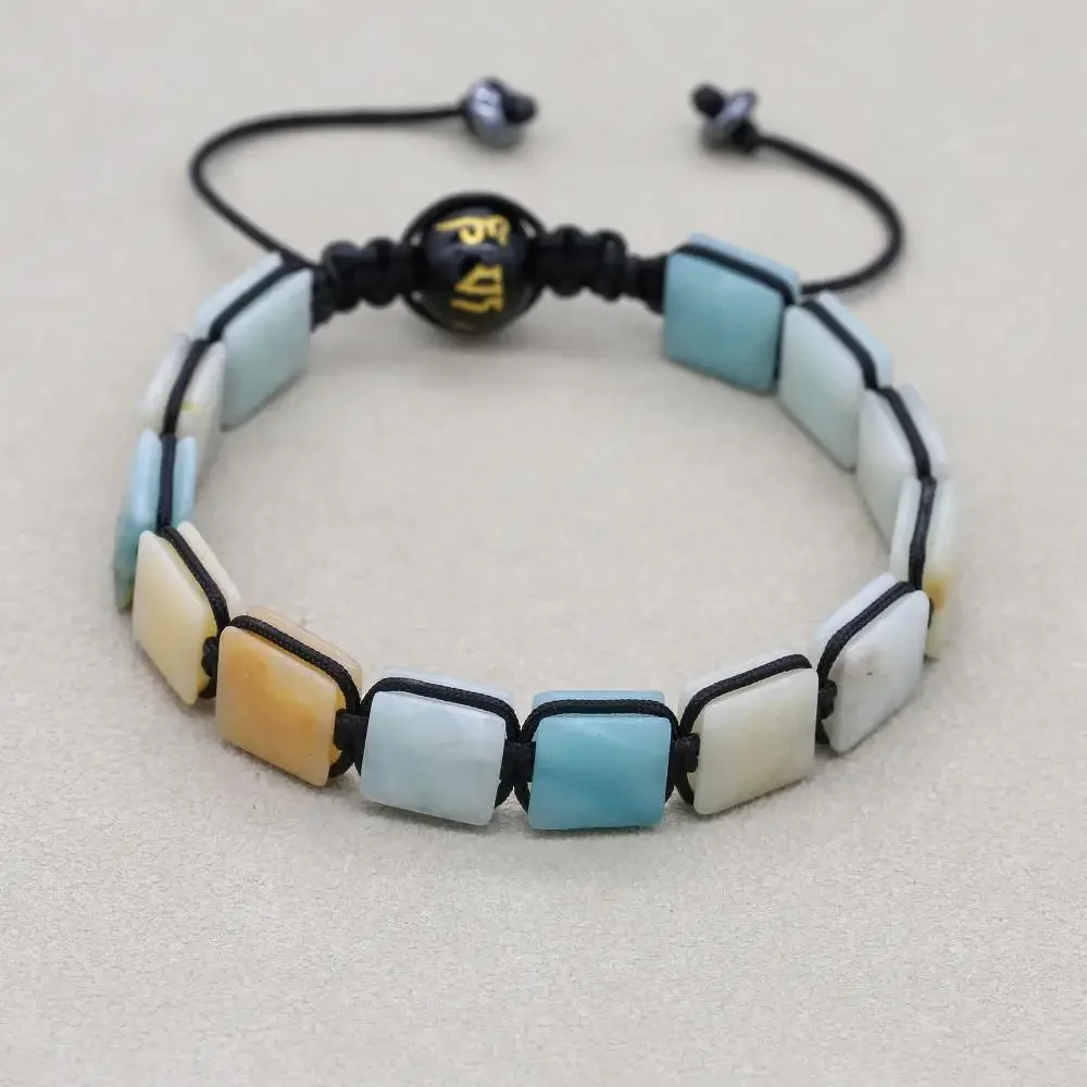 Natural ite Stone Buddha Mantra Beads Braided Bracelet Handmade Women Men Yoga Healing Lucky Mala Charm Bangle