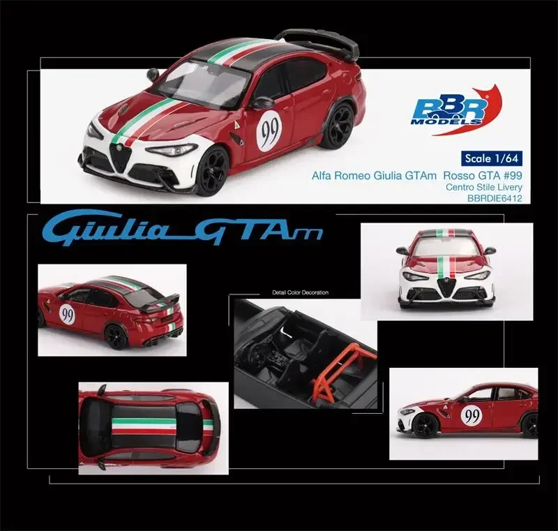 

BBR 1:64 Alfa Romeo Джулия GTAm красный GTA #99 Centro Style Livery красный литая модель автомобиля