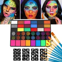 42 Colors Water Soluble Face Body Painting Set UV Neon Glitter Face Paint Art Halloween and Christmas Party Body Paint Makeup 1