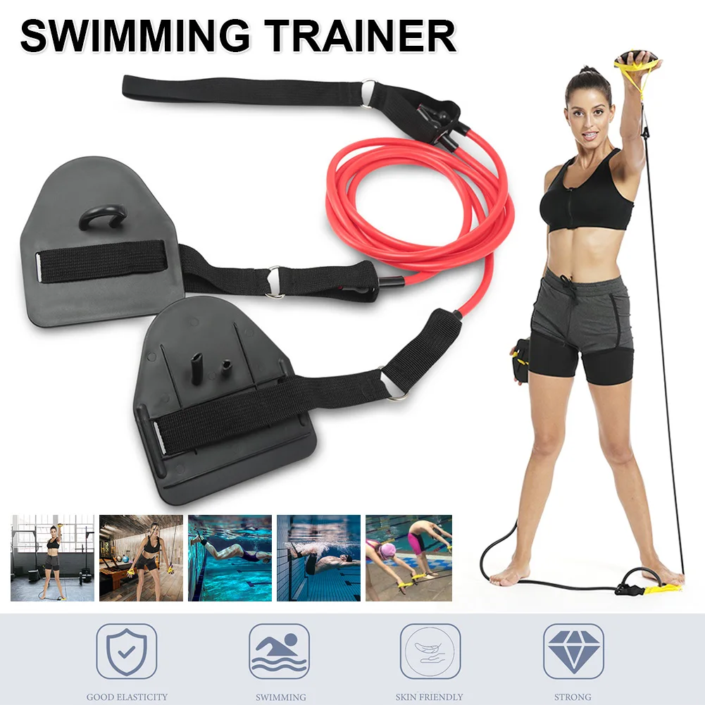 

Fitness Resistance Bands Swimming Arm Strength Trainer Band Hand Webbed Paddle Swimming Arm Training Pull Rope For Gym Workout