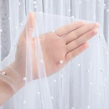 Tissu en tulle perlé blanc, maille transparente, voile de patients, décorations de table de mariage, couture de mariage, artisanat de bricolage, quel que soit l'artisanat 1