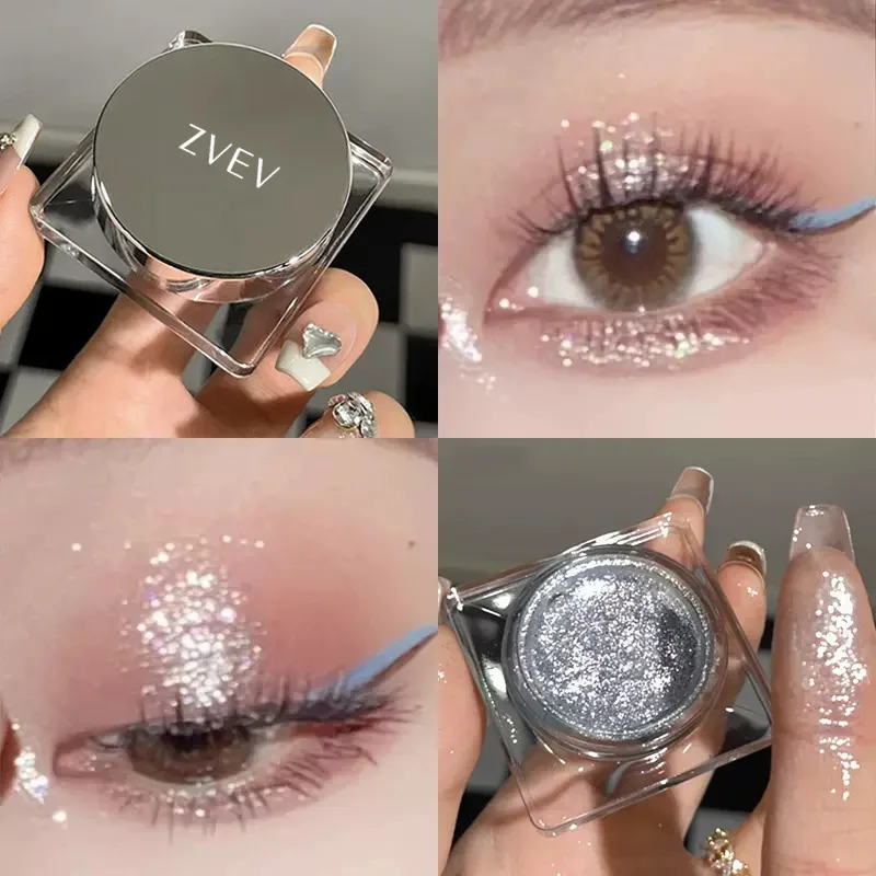 Description Picture 6 of itemDiamond Glitter Metallic Feeling Eyeshadow Brighten Eyes Make Up Waterproof Shiny Black Eyeshadow Gel Makeup Palette Cosmetics