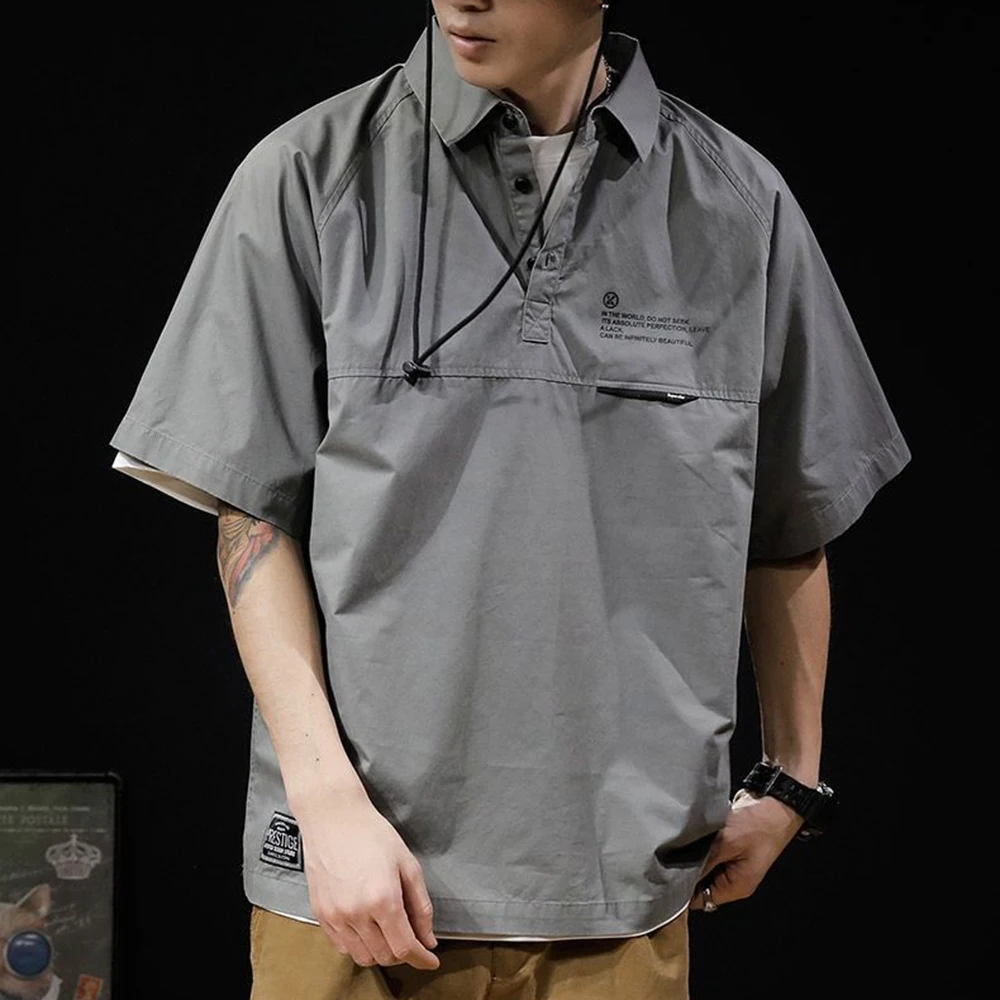 

Summer 2024 Retro Men's Short Sleeves Plus Size American Trend Loose Half Sleeves Lapel Casual Polo Shirt Men's T-shirt