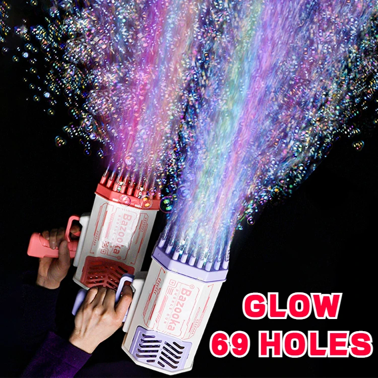 Bubble Machine 69 Holes LED Bubble Gun Toys Children's Rechargeable Version