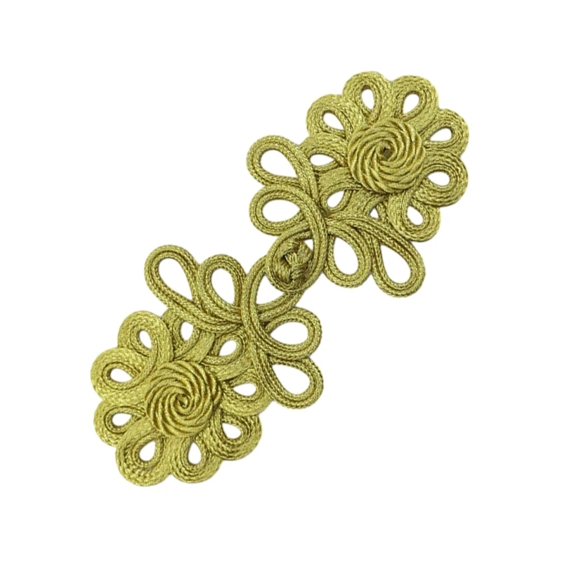 

652F Sunflower Shape Chinese Cheongsam Knot Button Closure Ribbon Gold Wire Fastener Hanfu Tang Shirt Suit DIY Sewing Craft
