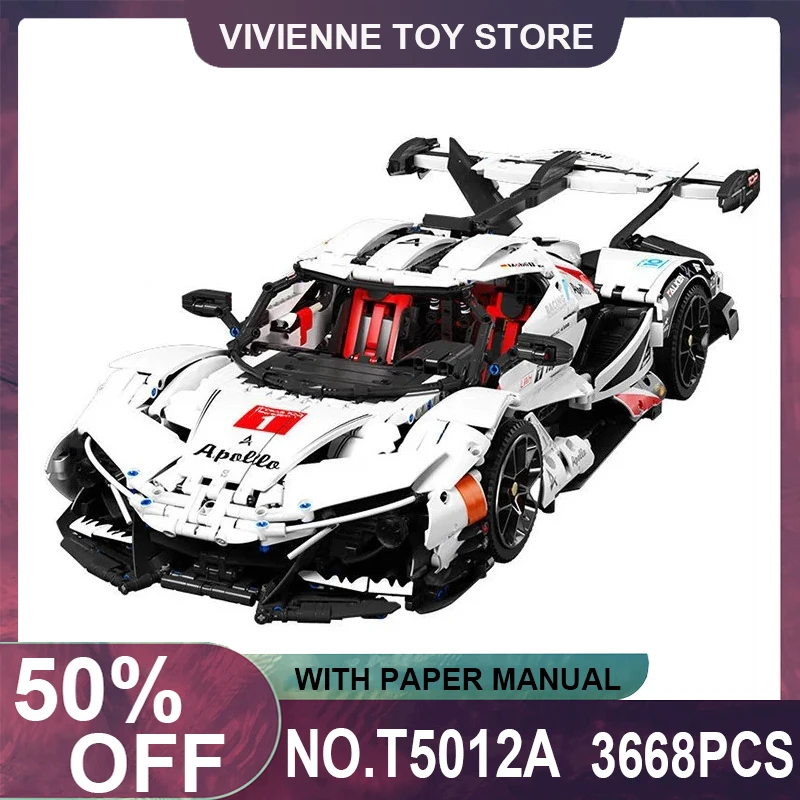 

TGL T5012A MOC технический Супер спортивный автомобиль Apollo IE Hypercar модель строительные блоки головоломка игрушка Рождество День рождения подарки для детей