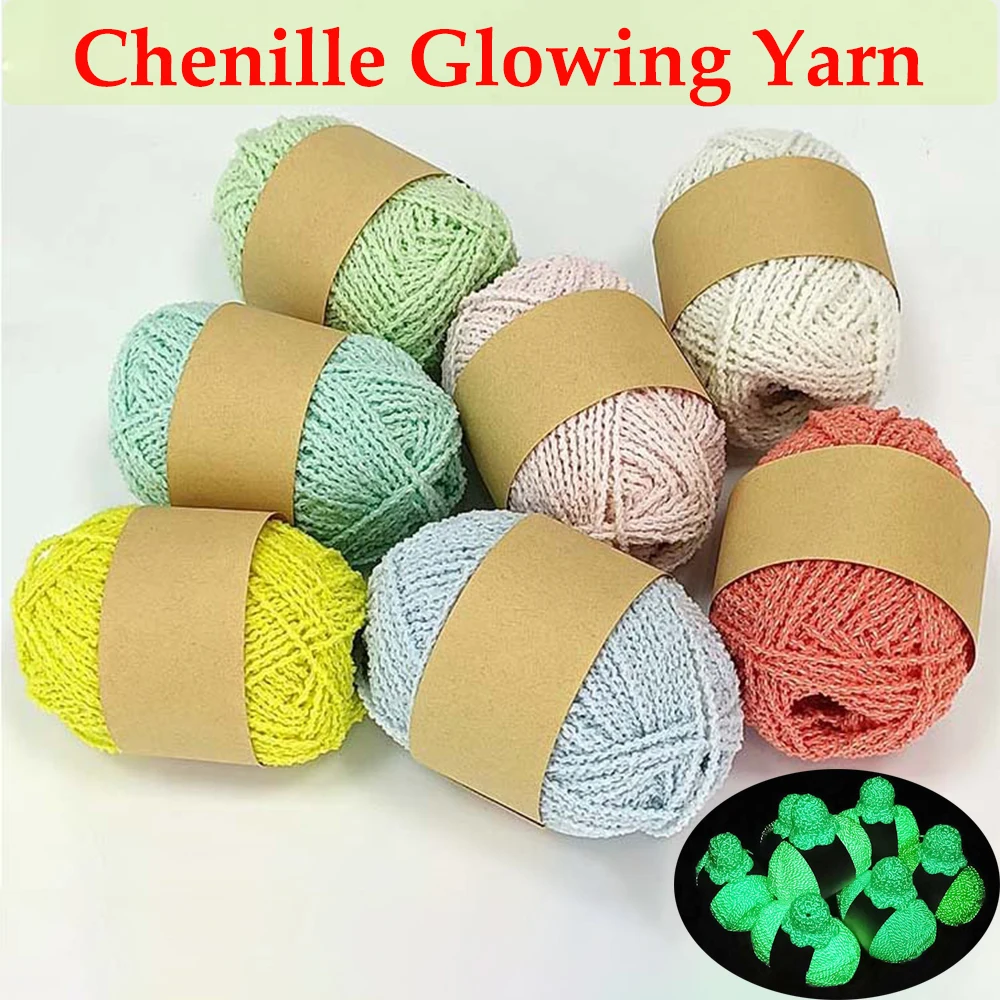 Chenille Glow in the Dark Yarn DIY Glow Yarn Luminous Knitting Wool Yarn  Crochet Yarn Kit Arts Crafts Sewing Glow Party Supplies