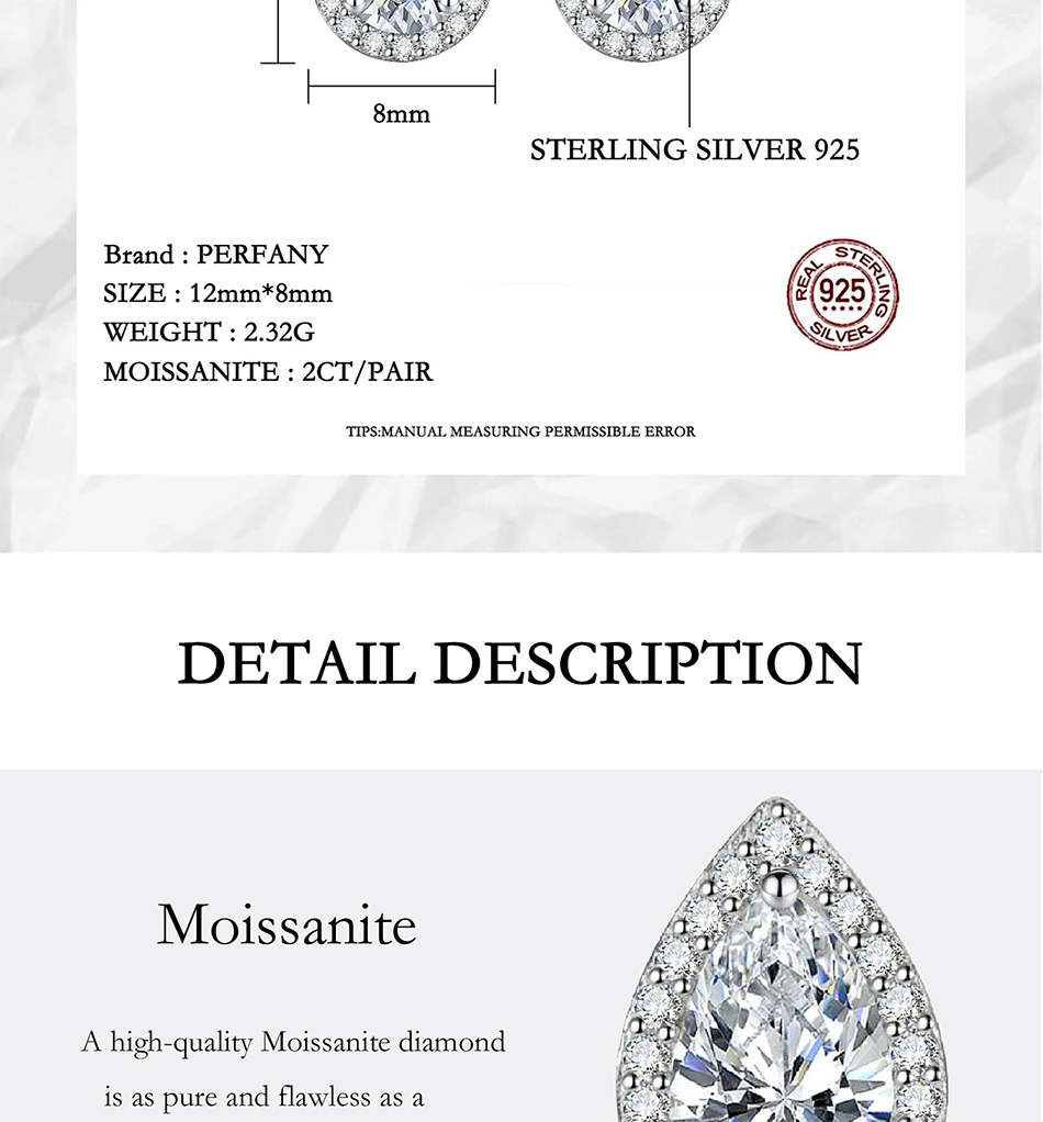 PERFANY Moissanite Earrings on model