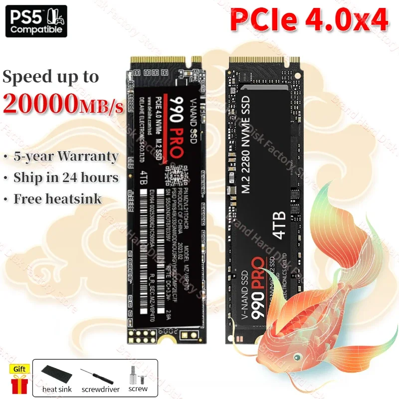 

990 PRO SSD Solid State Drive 4TB 2TB 1TB M.2 2280 SSD PCIe4.0 NVMe Gaming Internal Hard Drive 7450MB/S For PS5 Laptop Desktop