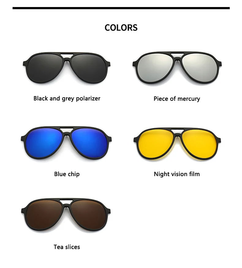 Doppel Strahl Polarisierte Sonnenbrille Männer Frauen Magnetische Clip Auf Gläser TR Optische Verordnung Brillen Rahmen Magnet Clips Retro – Detail 11