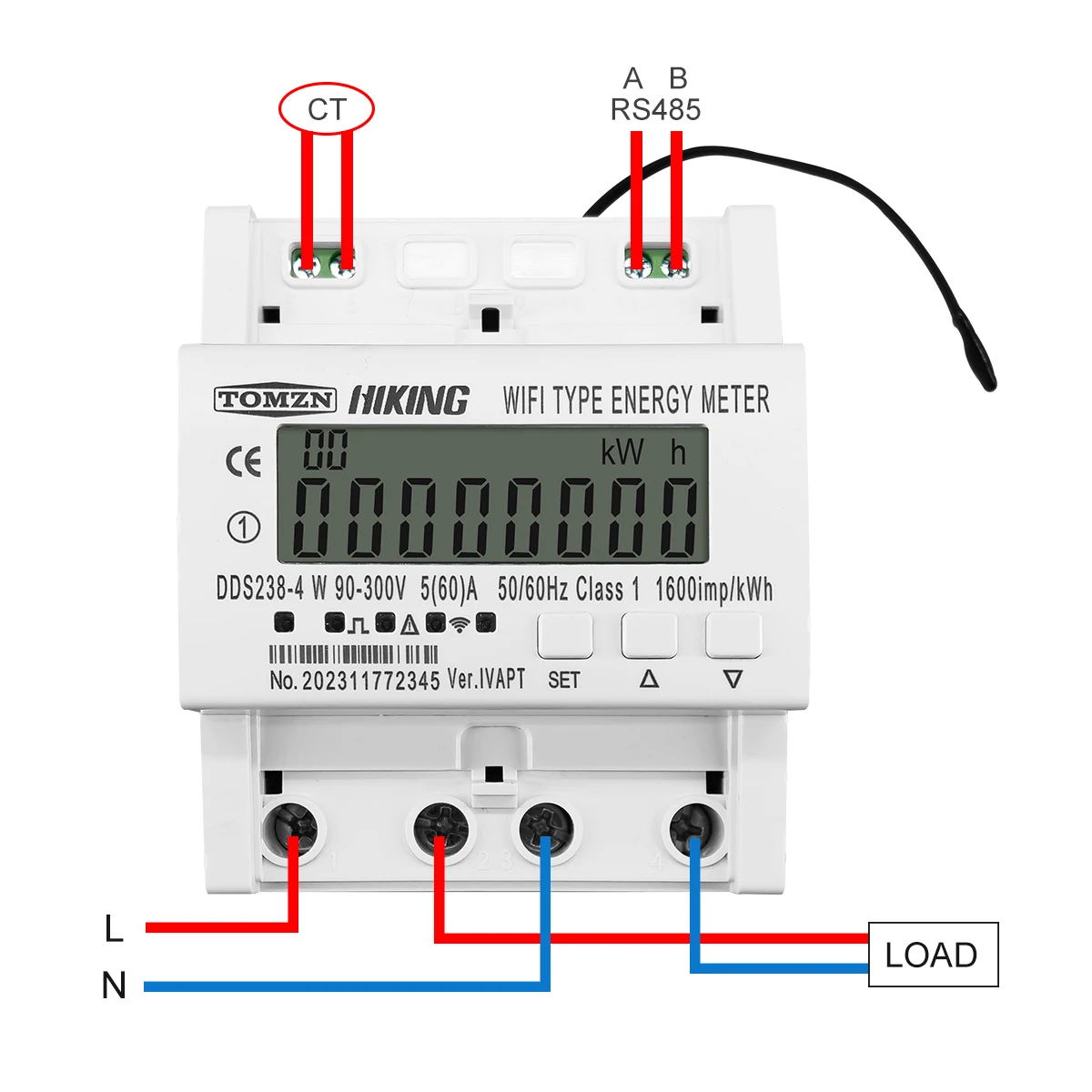 TOMZN 60A 90-300V TUYA WIFI 스마트 누전 에너지 미터 kWh 온도 차단기 타이머 전압 전류 보호기 RS485