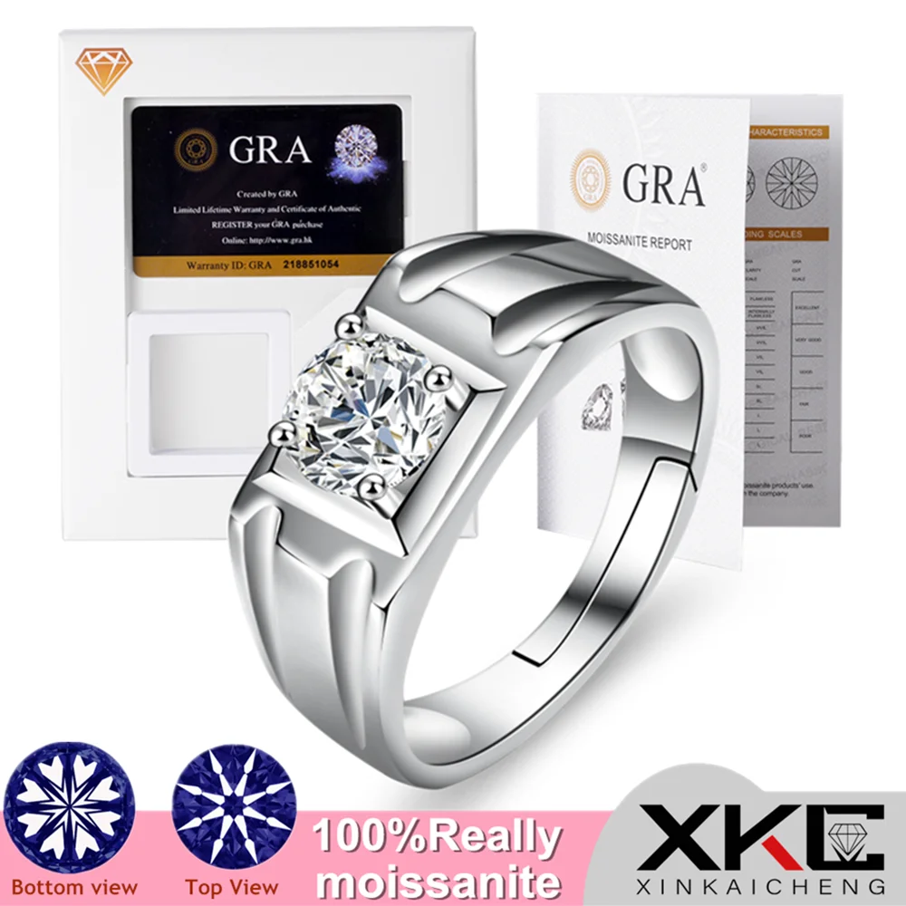 

Moissanite ring, one-carat Diamond, four-claw set of men's rings, romantic holiday gift