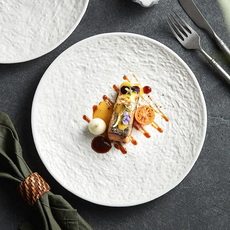 French plate White ceramic plate new flat Steak Household high-end Japanese and Western food