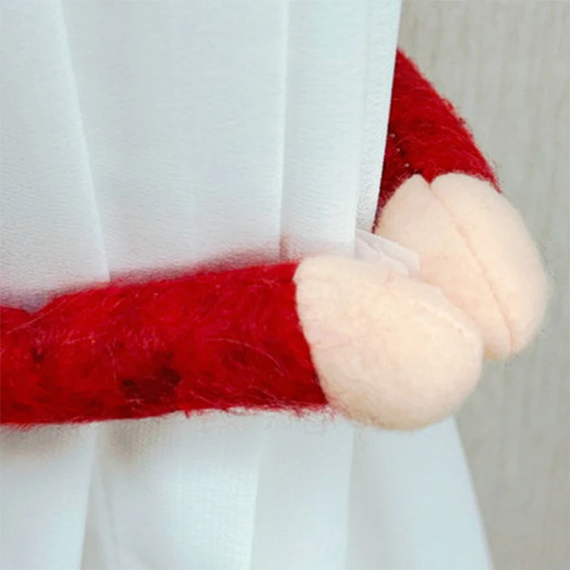 Christmas Gnome Window Curtain Tiebacks Cute Plush Faceless Doll Tieback Buckle Xmas Ornament Props Home Decoration Accessories