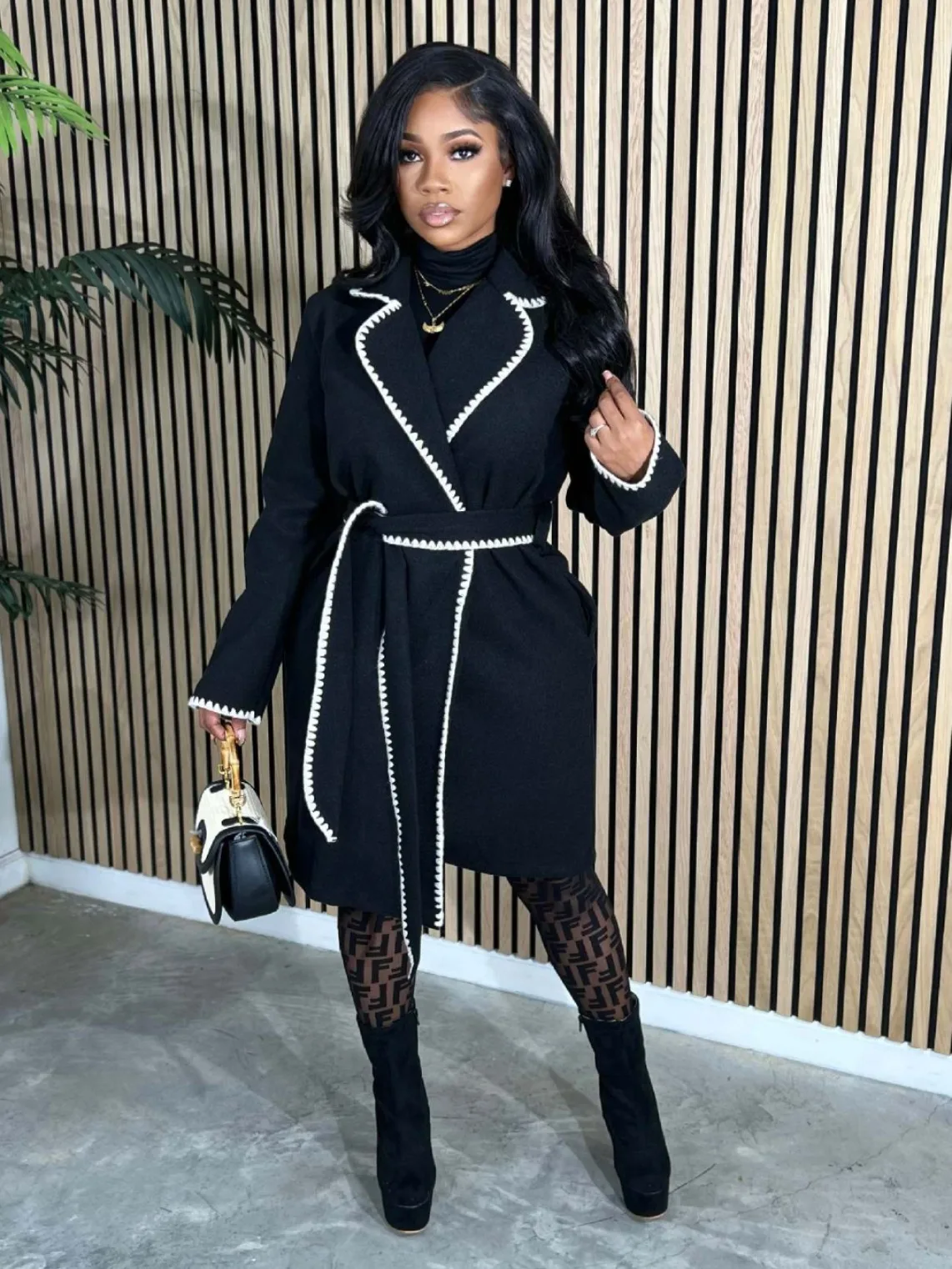 2024 Sping Winter Women Lapel Long Sleeve with Belt Maxi Wool and Blends Coat Keep Warm Straight Trench Outerwear Streetwear