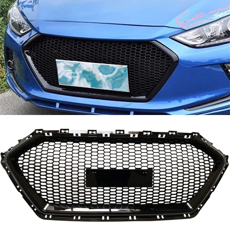 

For Hyundai Elantra Honeycomb Style Racing Grills ABS Front Bumper Splitter Cover Accessories CAR Grill Body Kit 2016-2021 Year