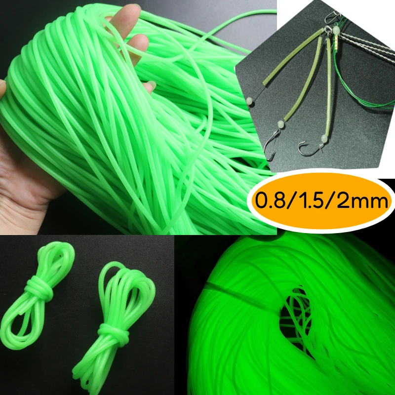 0,8/1,5/2 mm Leuchtender Angelschlauch aus Silikon, Anti-Rig-Schlauch, Rig-Hülsen, Tiefsee-Angelzubehör, Werkzeuge für das Nachtangeln, Schlauch