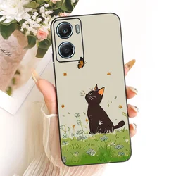 Cute Cat Cartoon Black Silicone Soft Bumper Phone Case - Moto G05 (TGhei2300)