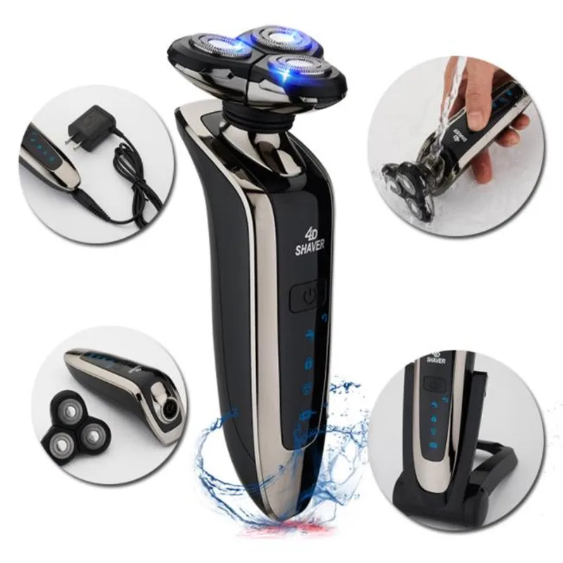 Washable Electric 3D Shaver Float Rotary Beard Razor Trimmer Face Hair Shaving Machine Man Mustache Cutter Facial Shave Clipper