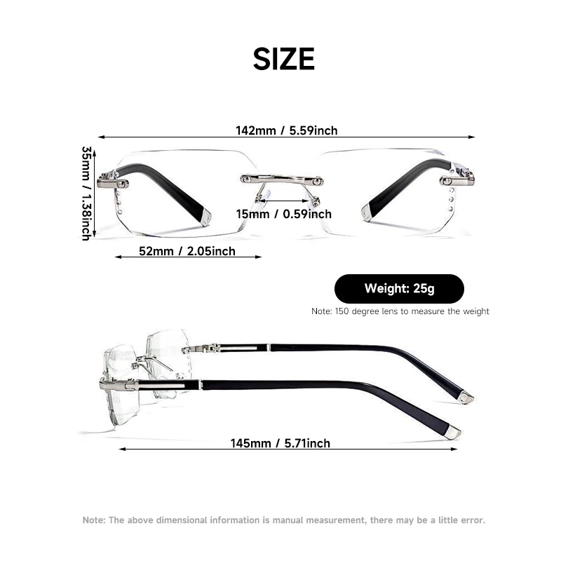 Elegant Rimless Diamond Blue Light Blocking Glasses