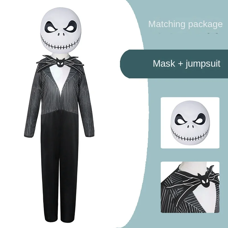 thumbnail image 1 of Disfraz de Jack Skellington para niños, traje de Cosplay de pesadilla antes de Navidad, ropa de Halloween, 1 of 5