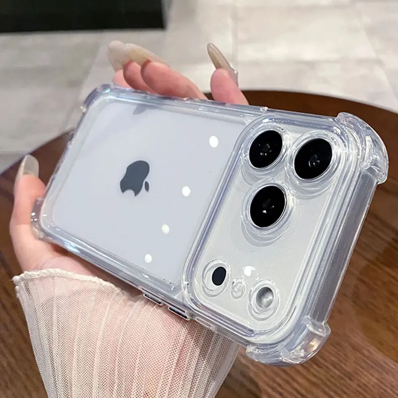Luxuriöse, stoßfeste, klare Handyhülle für iPhone 17, 16, 15, 14, 13, 12, 11 Pro X XR XS Max Plus Air Soft Transparent Bumper Cases Cover