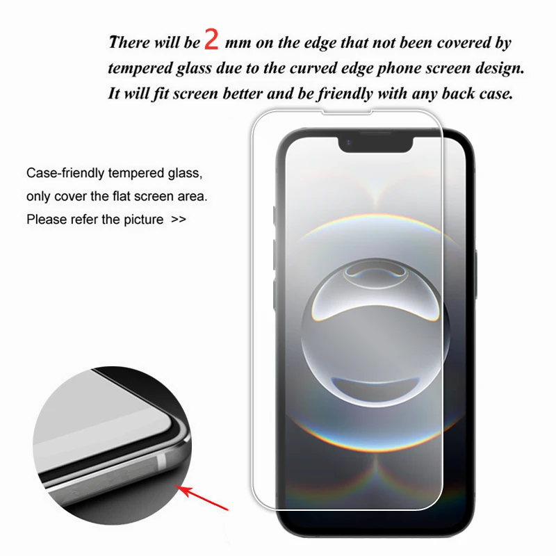 Clear Full Glue Tempered Glass Screen Protector with Lens Film - 6.1 Inch Display