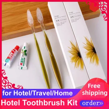 Forniture alberghiere di spedizione gratuita all'ingrosso di buona qualità di fascia alta Top dorato spazzolino da denti dentifricio Kit dentale apparecchio per la cura personale 1