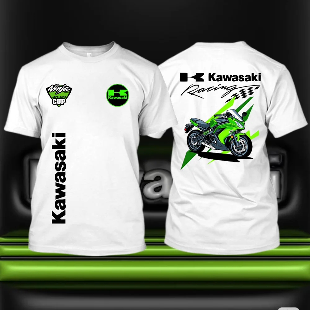 25/26Kawasaki 인증 티셔츠 프린트 티셔츠 빠른 건조 땀 흡수 느슨한 편안한 기관차 패션 모토