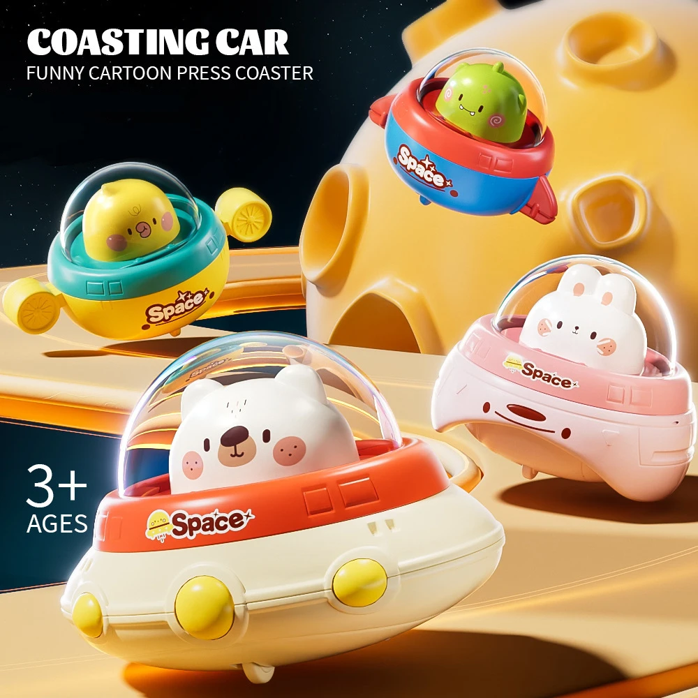 

Children's Pull Back Car Toys Cartoon Cute Little Animal Series Press Flying Disc Inertia Vehicle Fun Press Gliding Puzzle Toys