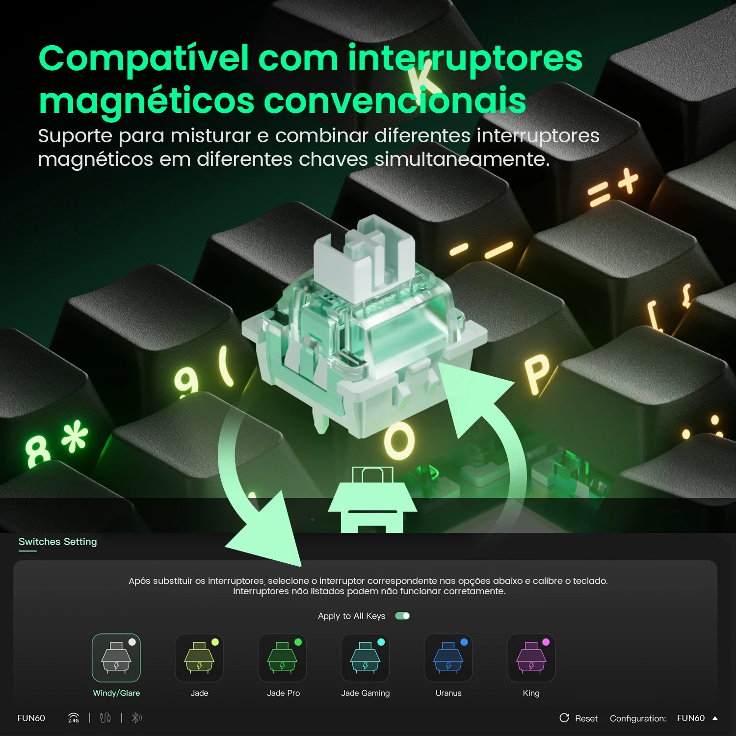 Akko monsGeek fun60 pro he teclado mecânico interruptor magnético 60% teclado para jogos gatilho rápido 0.01mm 8k teclado personalizado com fio