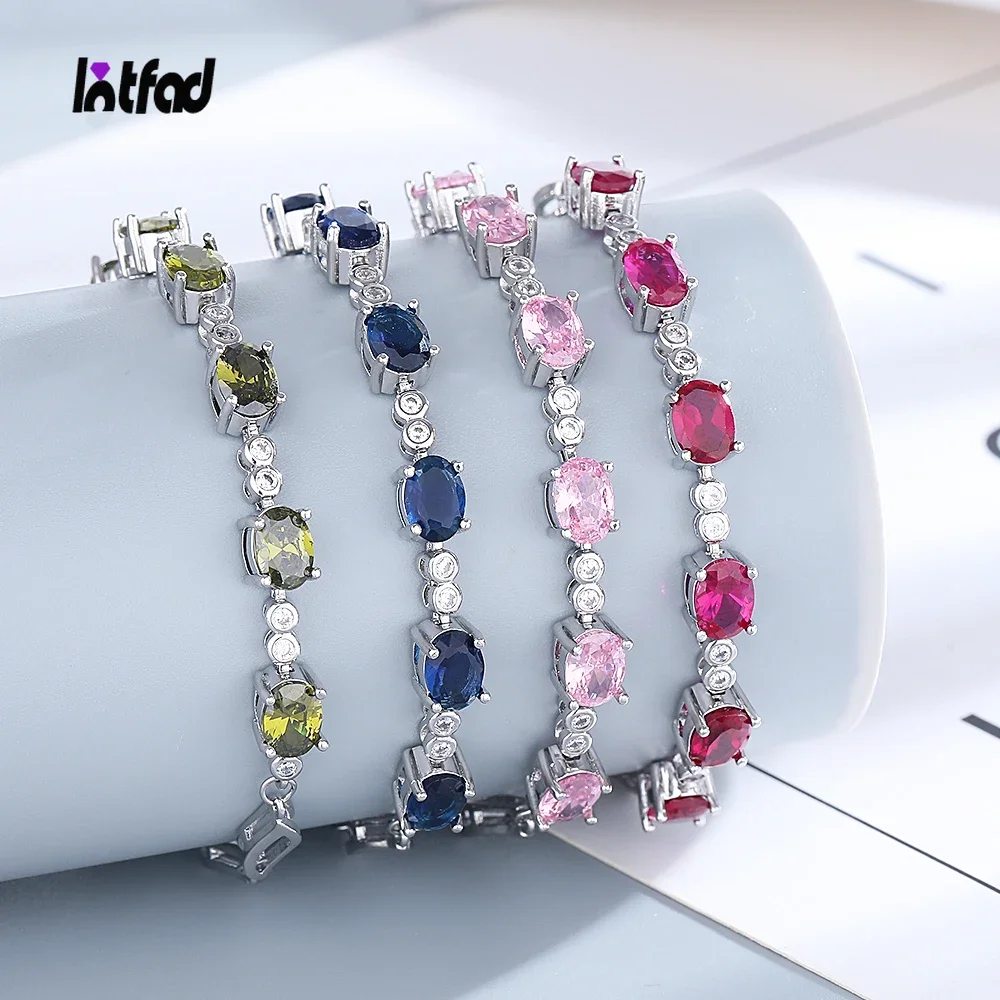 

Bracelet For Women Zircon Fashion Adjustable Ellipse Grace Crystal Gift Red Blue Olive Pink Party Cute Romantic Charms Fairy