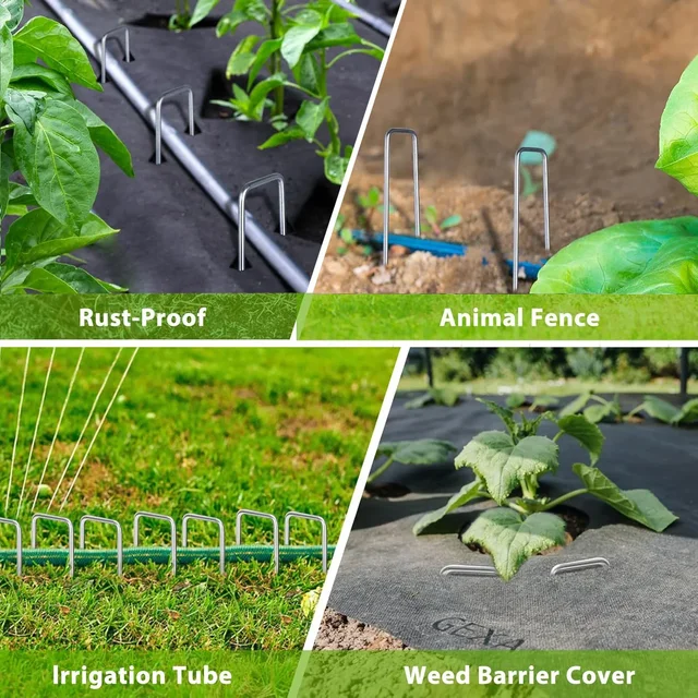 10/20pcs Landscaping Staples Galvanized Garden Stakes U-tape Artificial Turf Sod Pins Stakes Pet Fence Securing Pegs 6