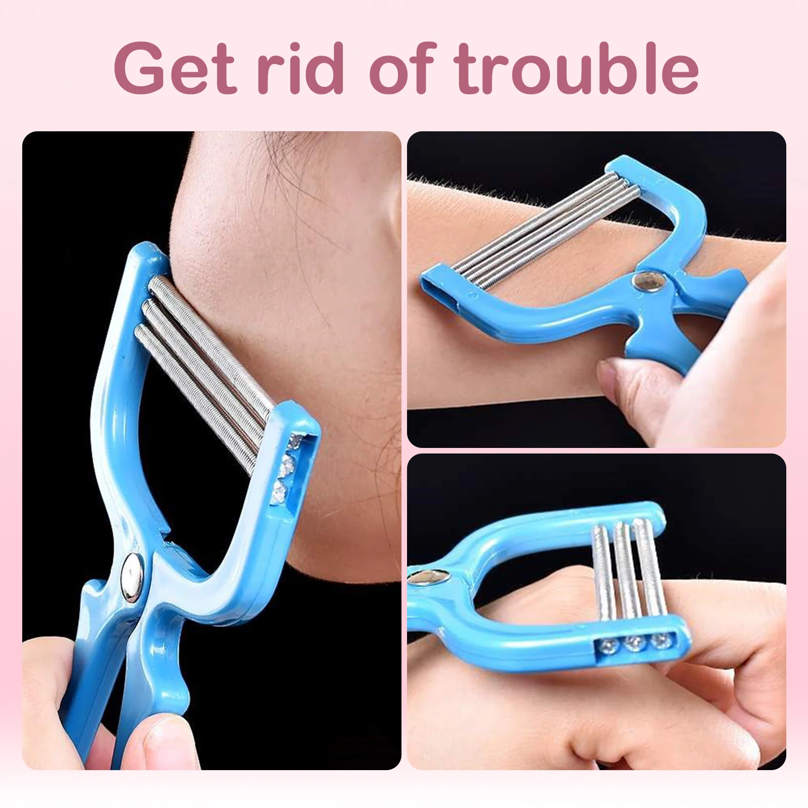 Facial Hair Removal Tool Facial Grooming 3 Spring Threading Stick Applicator Scraper Removal Epilator Manual Full Body Epilator 6