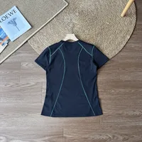 T-shirt à manches courtes pour femme, séchage rapide, coutures contrastées, col rond, coupe ample, haut de sport pour la randonnée, la course à pied et les activités de plein air 6