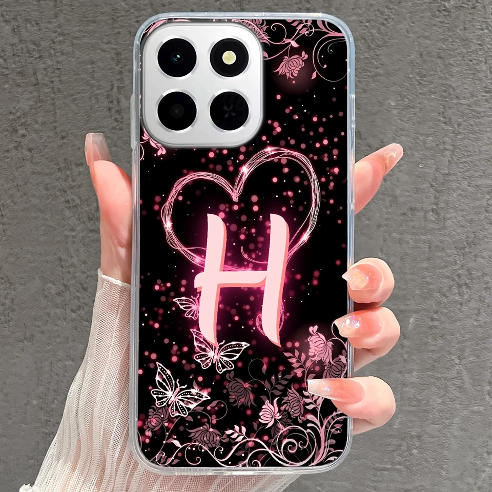 Fashion Love Heart Alphabet Anti-Drop Transparent Bumper Case