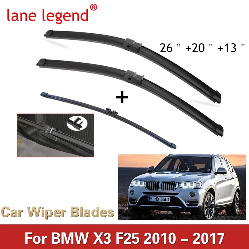 

3PCS For BMW X3 F25 2010-2017 26"+20"+13" Front Rear Wiper Blades Windshield Windscreen Window Cutter Accessories 2015 2016 2017